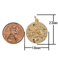 2 pcs Cubic Gold snake charm Pendant, Micro Pave snake charms, Dainty pendant Jewelry in 14k Gold - 18mm