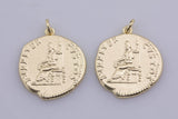 2pc Ancient Greek Roman Coins, 14k Gold coin pendant, Medallion charms, Nero Pendant, Jupiter/Zeus coin charms, Greek Jewelry Necklace