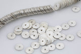 Brushed Silver flat disc beads spacers - Brushed Disk heishi rondelle spacers beads Silver plated jewelry making 8 Inch Strand!