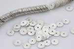 Brushed Silver flat disc beads spacers - Brushed Disk heishi rondelle spacers beads Silver plated jewelry making 8 Inch Strand!