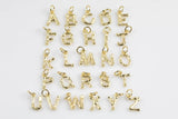 1pc Gold Initial Letter Pendant, Initials Letter Bamboo Charm Small Letter A-Z For add on charm on Bracelet Necklace Earring Supply, ALPH-05