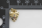 2pc Dainty Gold Eye Charm 14k Gold Silver Evil Eye Charm, Medallion Shield Jewelry, Micro Pave Protection Charm - 11x14mm