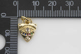 2pc Dainty Gold Eye Charm 14k Gold Silver Evil Eye Charm, Medallion Shield Jewelry, Micro Pave Protection Charm - 11x14mm
