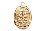 2pc 18k Gold Waxed Stamped Design Spanish Coin Catholic Pirate San Benito Necklace Charm Bead -Rustic Coin- 12x18mm Antique Old Coin Oval