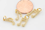 1 pc 18K Gold Musical Notes CZ Charm Gift for Jewelry Making- 6x14mm-1 pc per order