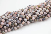 Natural 8mm Matte ZEBRA PINK OPAL Beads - - Full 15.5" 15.5 inch strands Gemstone Beads