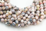 Natural 8mm Matte ZEBRA PINK OPAL Beads - - Full 15.5" 15.5 inch strands Gemstone Beads