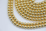 14kt THICK GOLD COATED Hematite Smooth Round - 2mm 3mm 4mm 6mm 8mm 10mm - Very High quality gold plating / coating