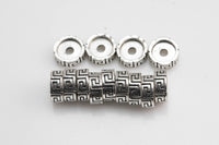 10mm Flat Rondelle Large Hole Bali Style Spacer Beads Big Hole Yoga Buddhist Design - 20 pcs
