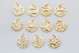 Dainty 18K Gold Zodiac Horoscope Sign Medallion Pendant Sparkle Astro Coin for Necklace Bracelet Jewelry Making Supply- 11mm