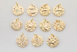 Dainty 18K Gold Zodiac Horoscope Sign Medallion Pendant Sparkle Astro Coin for Necklace Bracelet Jewelry Making Supply- 11mm