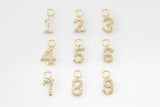 Initial Numbers Charms Gold Plated - Very Dainty and High Quality - Monogram Alphabet Diamond Gold Pave Initial Letters 0-9 and Pound Sign