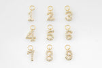 Initial Numbers Charms Gold Plated - Very Dainty and High Quality - Monogram Alphabet Diamond Gold Pave Initial Letters 0-9 and Pound Sign