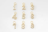Initial Numbers Charms Gold Plated - Very Dainty and High Quality - Monogram Alphabet Diamond Gold Pave Initial Letters 0-9 and Pound Sign