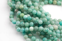 Natural Russian Amazonite Round sizes 4mm, 6mm, 8mm, 10mm, 12mm, 14mm- In Full 15.5 Strand- High Quality AAA Quality Smooth Gemstone Beads