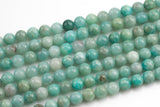 Natural Russian Amazonite Round sizes 4mm, 6mm, 8mm, 10mm, 12mm, 14mm- In Full 15.5 Strand- High Quality AAA Quality Smooth Gemstone Beads