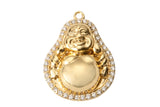 2 pc 18k Gold Buddha Charm Cubic Zirconia Pendant Pave Pendant Jewelry Making- 2 pc per order- 13x17mm