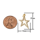 18K Gold Mini Shooting Star Cubic Zirconia Bracelet Necklace Pendant Earring Charm Gift for Jewelry Making-15x25mm