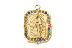 2pc 18K Gold Virgin Mother Mary cz Bracelet Necklace Pendant Earring Charm Gift for Woman Jewelry Making- 13x20mm-2 pcs per order