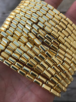 14kt GOLD COATED Hematite Rectangular Barrel - 4x8mm - Very High quality gold plating / coating