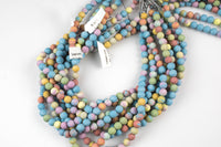 Natural Candy Stone beads, Matte Round, Full Strand, 4mm, 6mm, 10mm, or 12mm beads AAA Quality Gemstone Beads