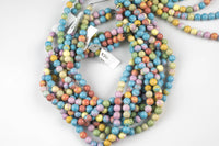 Natural Candy Stone beads, Round, Full Strand, 4mm, 6mm, 10mm, or 12mm beads AAA Quality Smooth Gemstone Beads