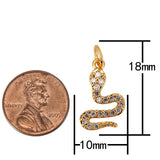 1 pc 14K Gold CZ Micro Pave Diamond Snake Pendant serpent Charm Layer Necklace Findings for Jewelry Making Supplies