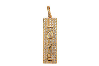 1 pc 18k Gold Micro Pave Love Word Charm Rectangle in Drop Pendant Long Lover Girl Charm for Necklace Earring Component