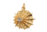 2pc Dainty 14k Gold Sun Charm Star Starburst Round SunBurst Medallion Pendant, Micro Pave Gold Sun Celestial Jewelry