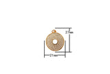 1 pc 18k Gold Charm Pendant w/ Clear Micro Pave Cubic Zirconia CZ Stones Donut Shaped with Hole Ring Washer