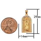 1 pc 18K Gold Virgin Mother Mary Pendant Micro Pave Lady of Guadalupe Maria Medallion Necklace Charm for Rosary Religious Jewelry