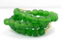 Recycled Glass Beads African Glass Beads - approx 12mm Green Beads - African Sea Glass - Made in Ghana