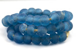 Natural Recycled Glass Beads African Glass Beads - approx 14mm Midnight Blue Beads - African Sea Glass - Made in Ghana Gemstone Beads