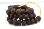 Natural Recycled Glass Beads African Glass Beads - approx 14mm Brown Topaz Beads - African Sea Glass - Made in Ghana Gemstone Beads