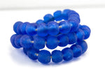 Recycled Glass Beads African Glass Beads - approx 14mm Sapphire Glass Beads - African Sea Glass - Made in Ghana