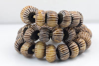 Natural 40 Carved Chevron Brown Bone Beads Large - African Beads - Ethnic Batik Bone - Jewelry Making Supplies - Made in Kenya