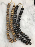 Natural 40 Carved Chevron Brown Bone Beads Large - African Beads - Ethnic Batik Bone - Jewelry Making Supplies - Made in Kenya