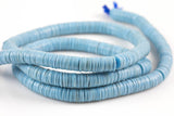 Light Aqua Vinyl , African vulcanite vinyl disc beads-Heishi Shaped 3mm, 4mm, 8mm, Full Strands. 35 inch Strand