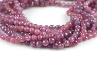 Natural Ruby, High Quality in 4-5mm Faceted Round Gemstone Beads