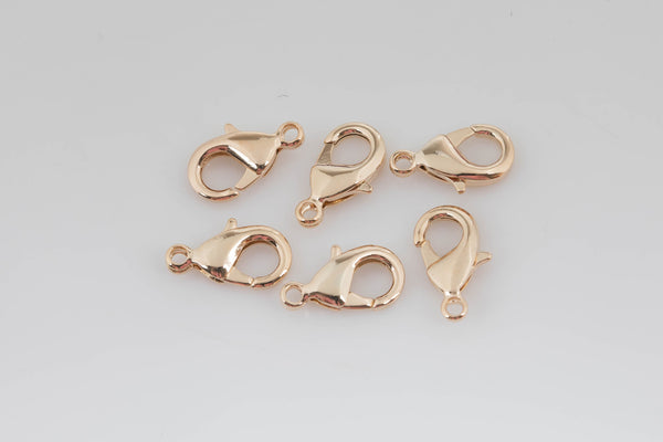 6pc 18k GOLD PLATED LOBSTER Clasps 10mm 12mm 14mm 18K Gold Plated Lobsters Closures Hooks
