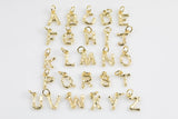 1pc Gold Initial Letter Pendant, Initials Letter Bamboo Charm Small Letter A-Z For add on charm on Bracelet Necklace Earring Supply, ALPH-05