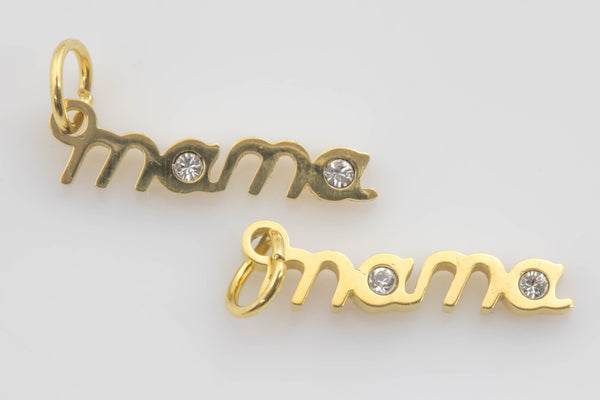 2pc 18kt gold Mama Micro Pave Charm for Mother day Gift Bracelet Necklace Earring Component- 3x17mm 2 PIECES