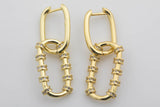 2 pcs 18kt Gold Huggie Interchangeable Paper Clip CZ earring- 11x19mm Huggies