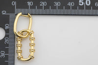 2 pcs 18kt Gold Huggie Interchangeable Paper Clip CZ earring- 11x19mm Huggies