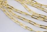 Chunky Paperclip Chain Necklace 8x21mm 14kt Gold Jumbo Link Paper Clip Chain 1 yard Lead, Nickel Free Unfinished Link Chain