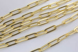 Chunky Paperclip Chain Necklace 8x21mm 14kt Gold Jumbo Link Paper Clip Chain 1 yard Lead, Nickel Free Unfinished Link Chain