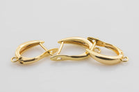 2 pairs 19x13mm Gold Huggie Earring one touch w/ open link 14K gold Earring Nickel and Lead free, Lever back earring making Supply Huggies