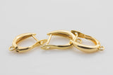 2 pairs 19x13mm Gold Huggie Earring one touch w/ open link 14K gold Earring Nickel and Lead free, Lever back earring making Supply Huggies