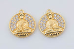 2pc 14kt Gold FIlled Buddha Charm, Buddhism, Yoga, Namaste, Peace, Zen, Ohm, DIY Cubic Zirconia Bracelet Charm-14mm- 2 pcs per order