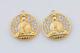 2pc 14kt Gold FIlled Buddha Charm, Buddhism, Yoga, Namaste, Peace, Zen, Ohm, DIY Cubic Zirconia Bracelet Charm-14mm- 2 pcs per order